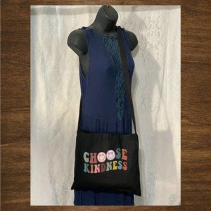 Kindness Small Crossbody Messenger Canvas Tote Bag with Long Strap